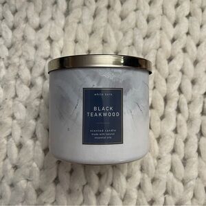 Bath & Body Works White Barn Black Teakwood 3-Wick Candle